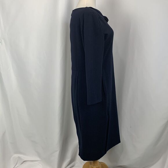 Armani Collezioni Navy Drape Neck MIDI Dress - Picture 5 of 16